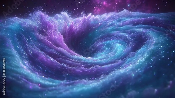 Fototapeta A vibrant cosmic swirl of clouds and sparkling stardust filling space