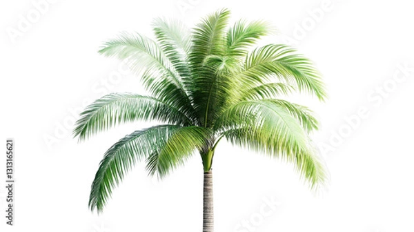 Fototapeta Green palm tree swaying in the transparent background