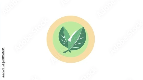 Obraz Two leaves in circle; natural imagery; organic; simple icon