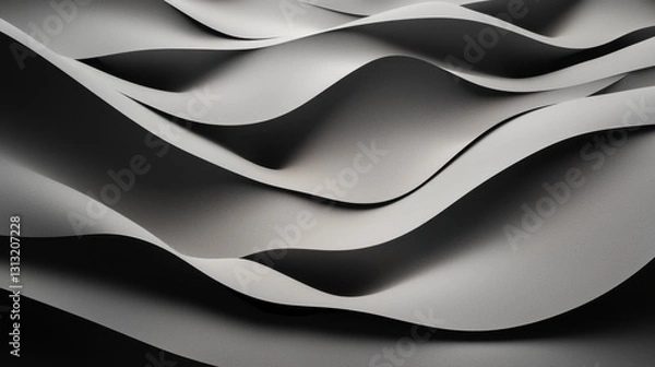Fototapeta High-quality soft white background with organic abstract waves and subtle glow effects.