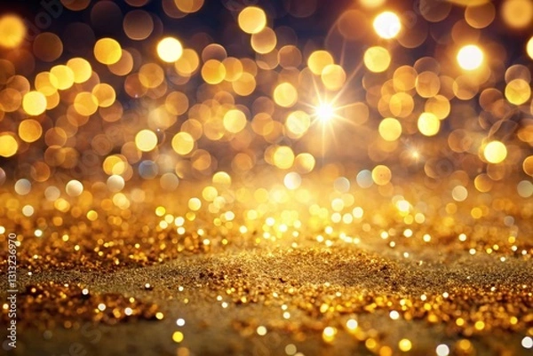 Fototapeta Elegant Gold Glitter Bokeh Background: Sparkling Abstract Texture for Festive Designs