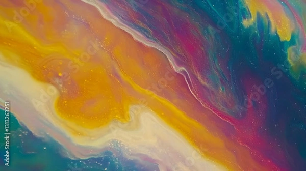 Obraz Psychedelic oil slick background with iridescent rainbow colors shifting and morphing in fluid motion