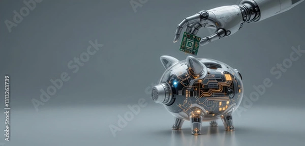 Obraz robot hand and the piggy