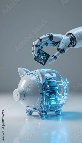 Obraz robot hand and the piggy