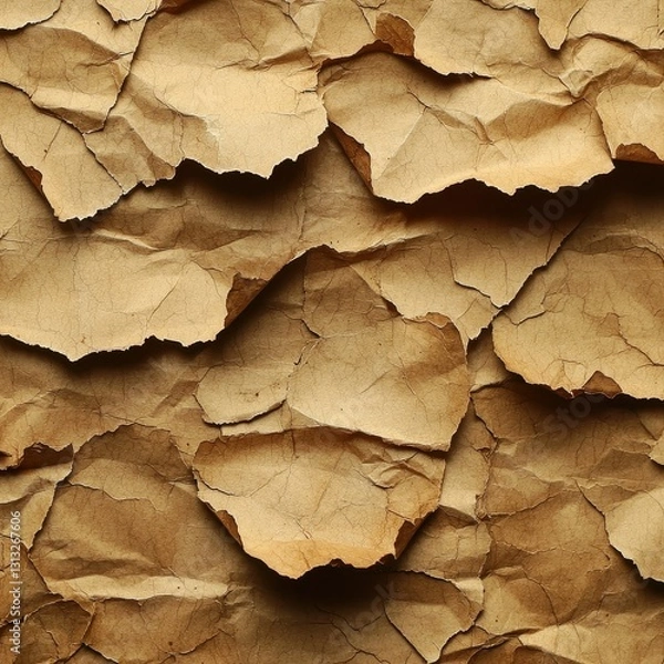 Fototapeta A detailed close-up of a rich brown paper texture, showcasing its natural fibers and subtle imperfections, set against a deep black background that enhances its warm tones.