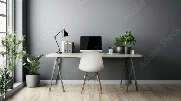 Fototapeta Modern Workspace Interior with Computer
