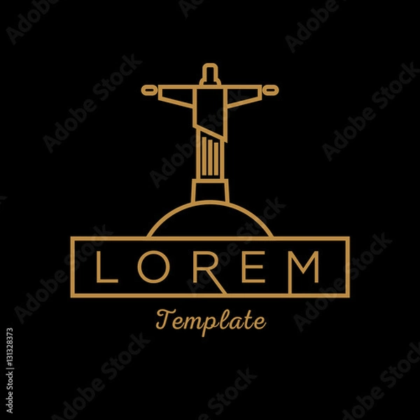 Fototapeta Jesus Statue Minimal Sign Vector Design