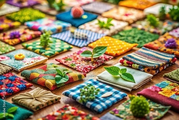 Obraz Miniature Eco-Friendly Patchwork Backgrounds: Sustainable Textures & Designs