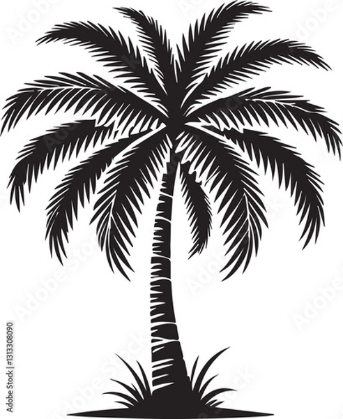 Fototapeta silhouette of palm trees, black palm tree silhouette vector, palm tree vector illustration, palm tree logo vector, palm tree silhouette vector isolated on white background