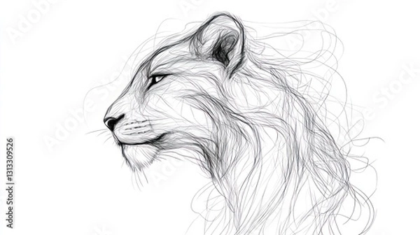 Obraz Abstract line drawing of a lioness profile.