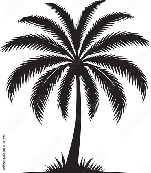 Fototapeta silhouette of palm trees, black palm tree silhouette vector, palm tree vector illustration, palm tree logo vector, palm tree silhouette vector isolated on white background