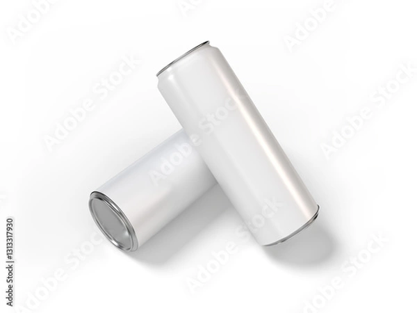 Fototapeta 3D realistic aluminum slim can beverage products packaging container. For presentation branding juice, beer, energy, cola, soda, coffee, cocktail can mockup blank template isolated on background