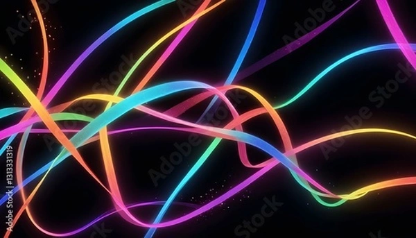 Fototapeta neon, abstract, colorful, glowing, lines, light, vibrant, futuristic, digital, energy, dynamic, motion, electric, spectrum, illuminated, fluid, movement, artistic, modern, radiant, bright, luminescent