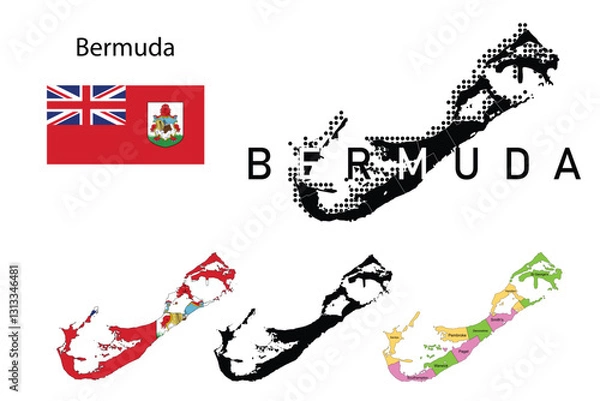Fototapeta Bermuda flag and map illustration vector.