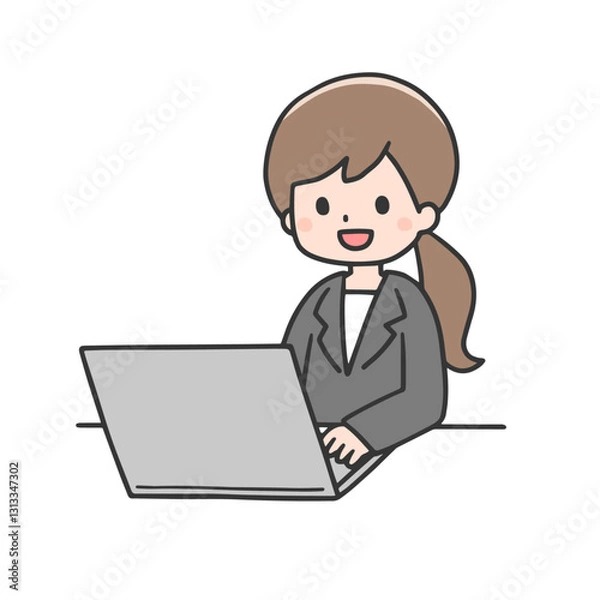 Fototapeta パソコンを操作するスーツ姿の女性