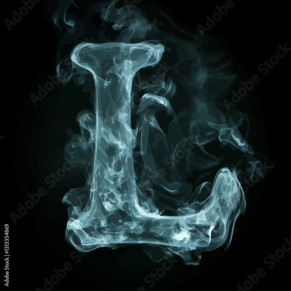 Fototapeta Ethereal Smoke Letter L - Abstract Typography, Mysterious Font on Black