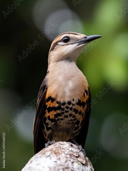 Fototapeta Close-up of a bird perched on a branch in a forested setting