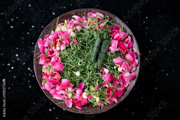 Obraz Pink rose flower for Javanese traditional wedding ritual