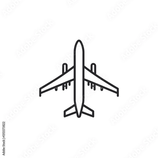 Fototapeta Airplane icon in outline style. Aircraft or airliner line vector logo.