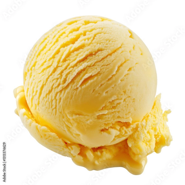Obraz A creamy, vibrant yellow scoop of mango ice cream with a smooth texture, exuding tropical freshness isolated on transparent background