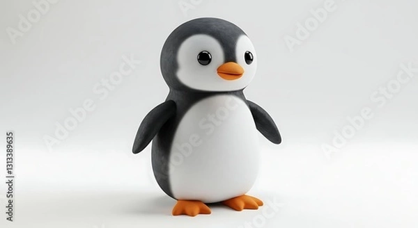 Obraz 愛らしいペンギン 柔らかな光で輝く 優しい表情. AI Generated