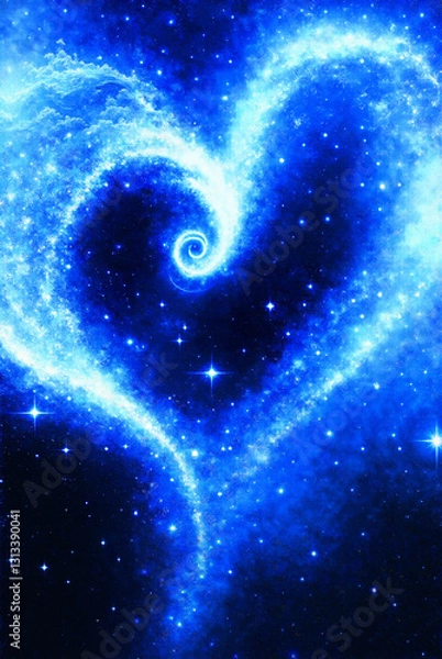 Obraz a large blue heart sharp nebula in the center of space scene
