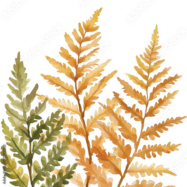 Obraz Autumn Fern Leaves in Warm Earthy Tones for Design Use