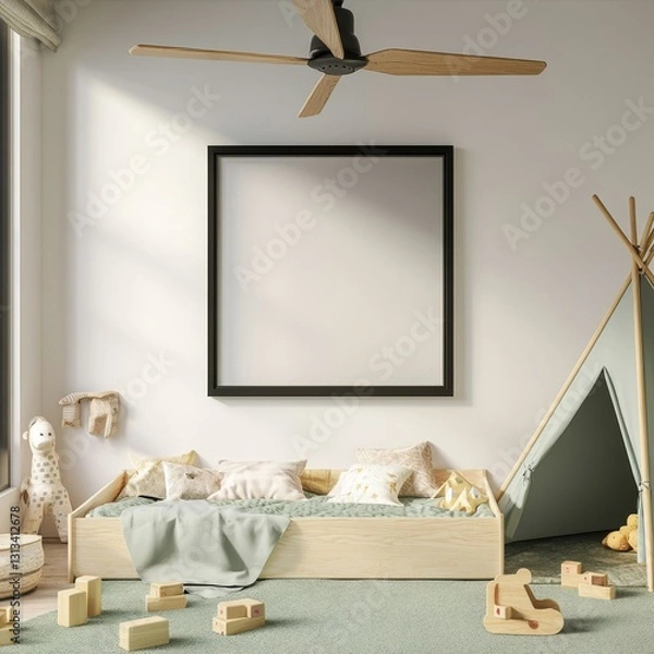 Fototapeta Modern Child's Room with Blank Art
