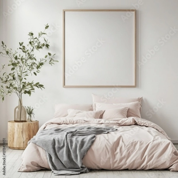 Fototapeta Modern bedroom with framed art (2)