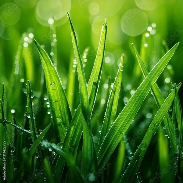 Obraz green grass with dew