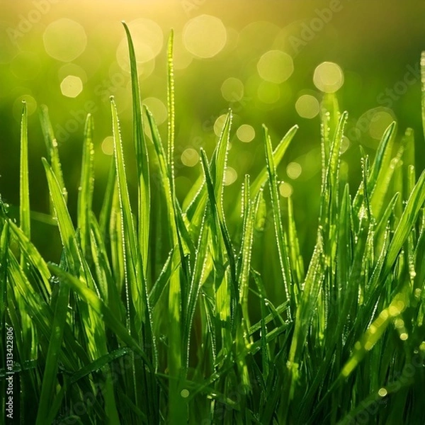 Obraz green grass with dew drops