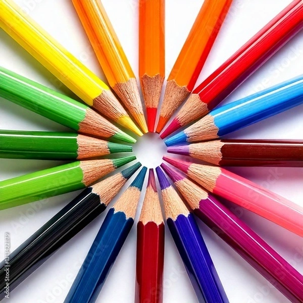 Obraz colored pencils isolated on white background