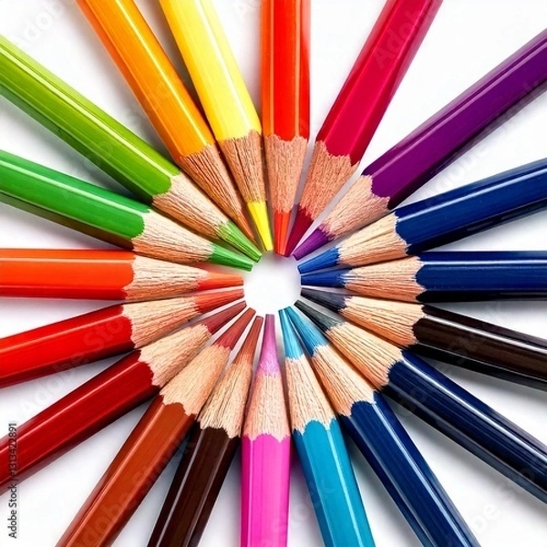 Obraz colored pencils on white background