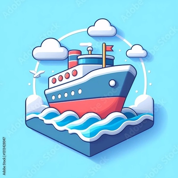 Fototapeta vector illustration of a ship