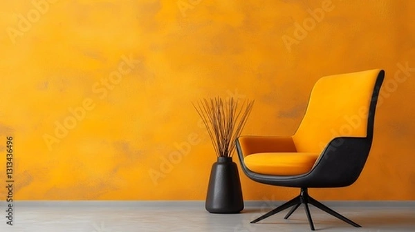 Obraz Mustard Yellow Armchair in Modern Minimalist Interior