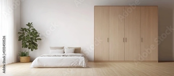 Fototapeta Fitted wardrobe provides ample storage space. 