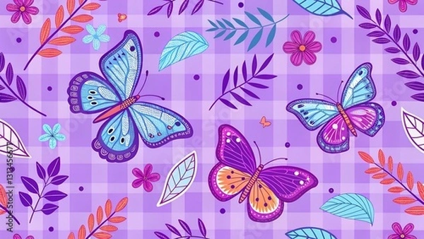 Fototapeta seamless pattern with butterflies