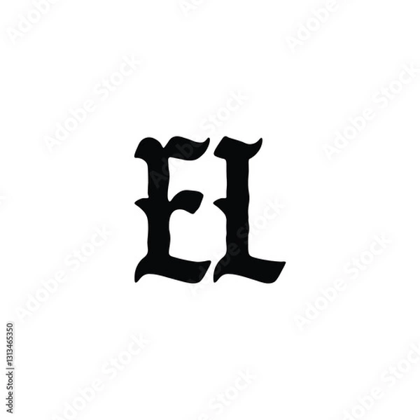 Fototapeta EL monogram logo design letter text name symbol monochrome logotype alphabet character simple logo