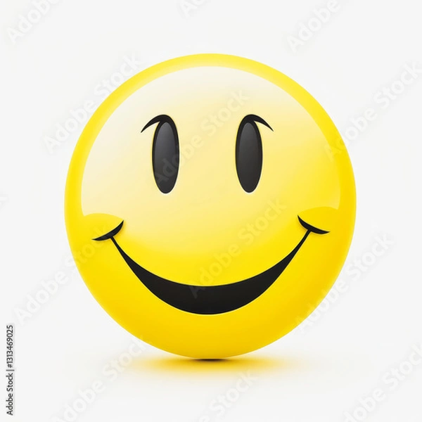 Obraz Illustration of a bright yellow smiley face large eyes