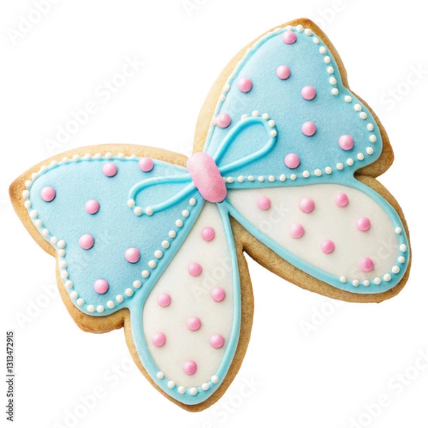 Fototapeta Beautifully Decorated Butterfly Shaped Easter Sugar Cookie with Vibrant Icing and Sprinkles