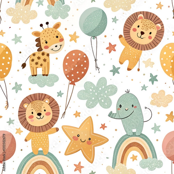 Fototapeta seamless pattern with flowers and birds