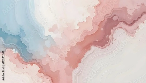 Fototapeta Artistic abstract background with a hand-painted effect. Soft pastel tones of baby blue, dusty rose, and creamy white create warmth and tranquility.