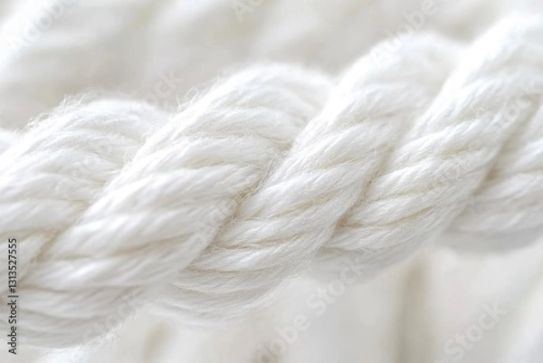 Fototapeta Close-up of a white rope texture, macro shot. Background with soft focus on the rope and fabric. Stock photo contest winner, stock photo, photography, high resolution