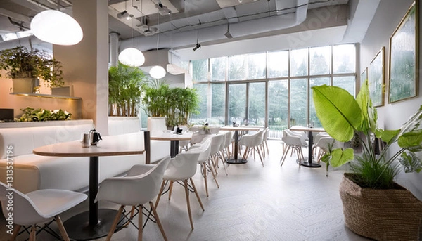 Obraz 白っぽく明るい　カフェ、レストランンのイメージ
