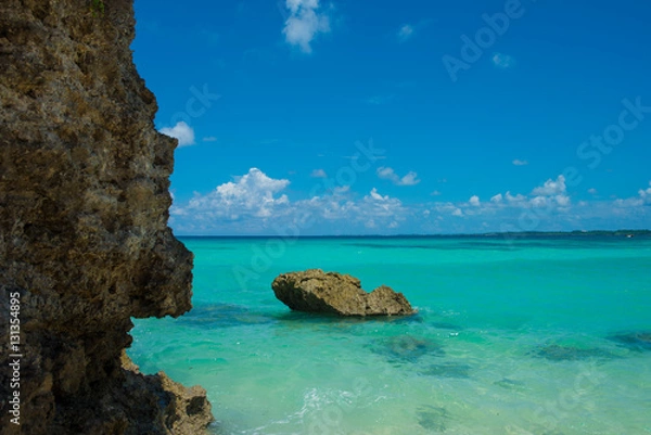 Obraz 青い海と岩