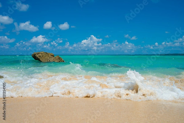 Obraz 青い海と白い波