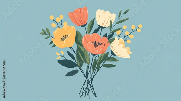 Fototapeta A vibrant bouquet of colorful flowers featuring various blooms
