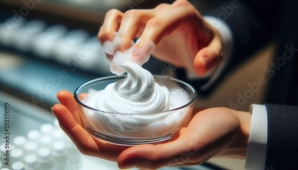 Obraz Creating dessert perfection whipped cream crafting at a gourmet bakery indoor close-up