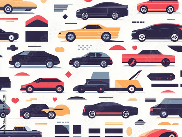 Obraz  seamless pattern with car
