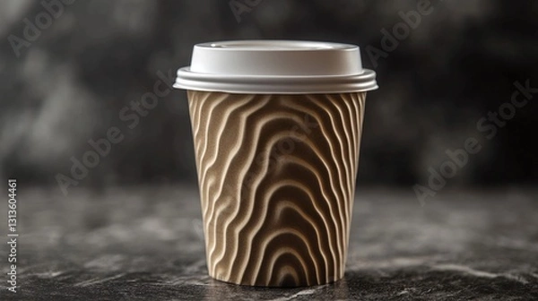 Obraz a disposable paper cup of coffee on a table